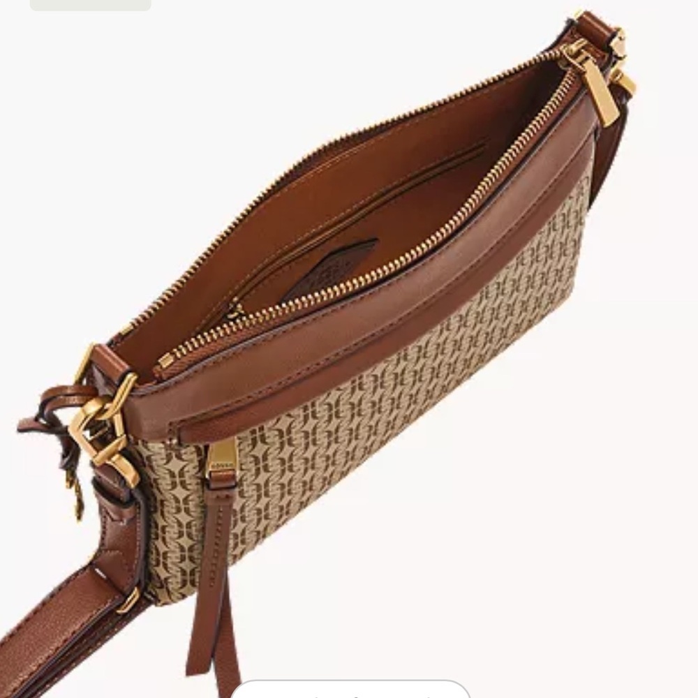 Fossil Kiera Printed Crossbody Bag Brown and Tan - Picture 2 of 12
